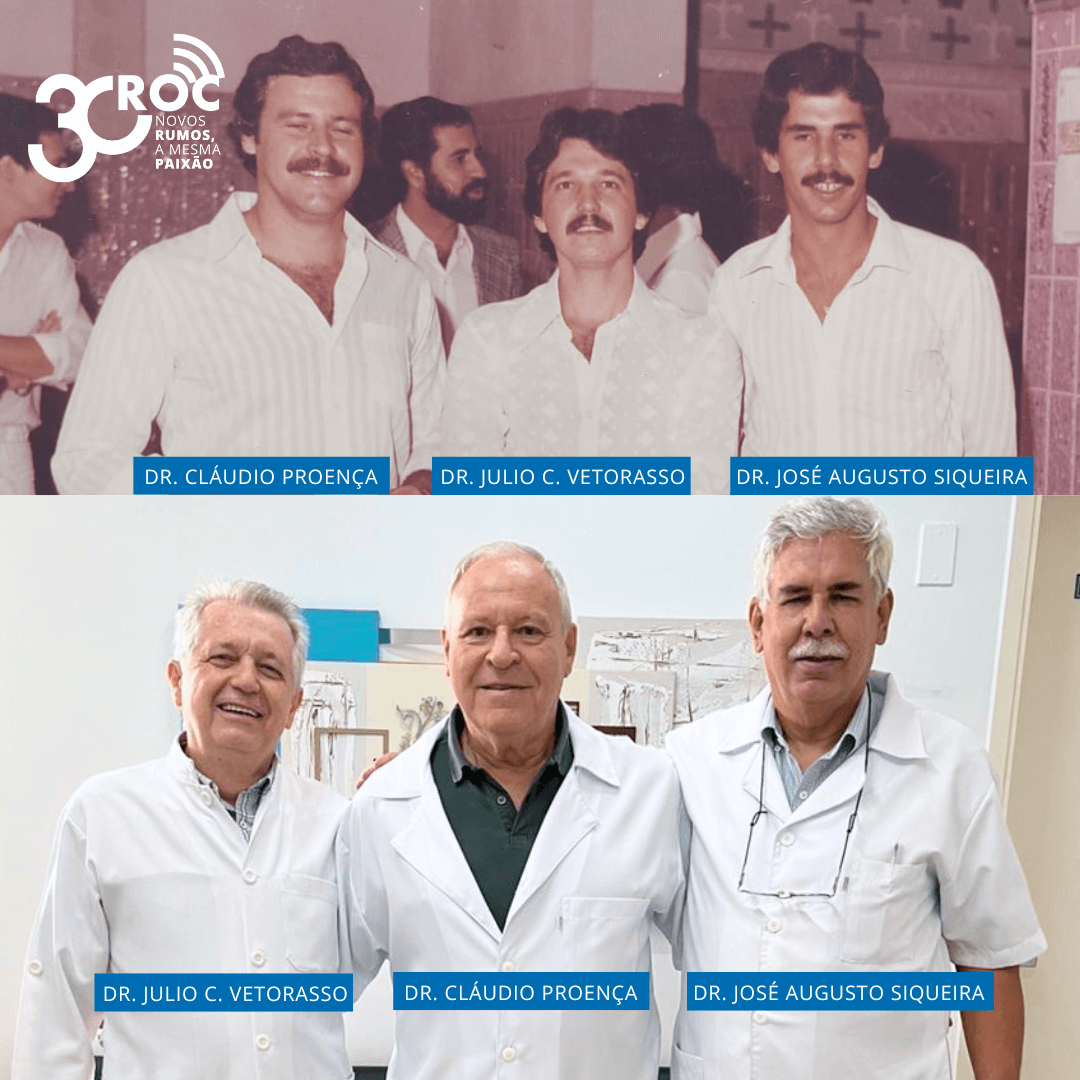Fotos de dentistas que são parceiros há 30 anos